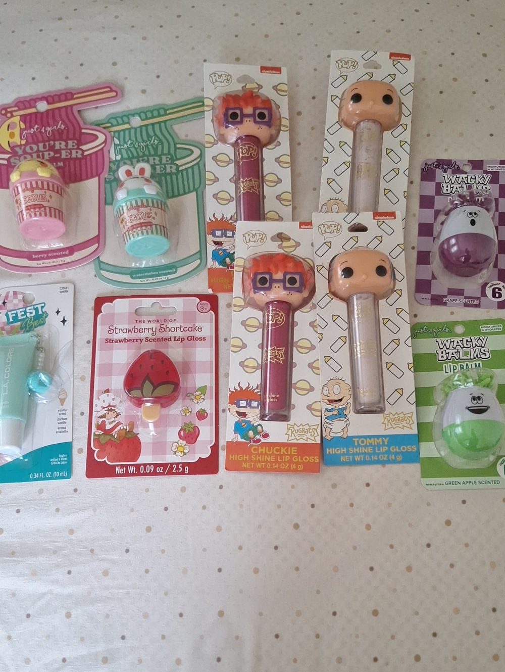 Wacky & Just 4 Girls Assorted Lip Balm Trio - Pink, Orange, Green, Yellow
